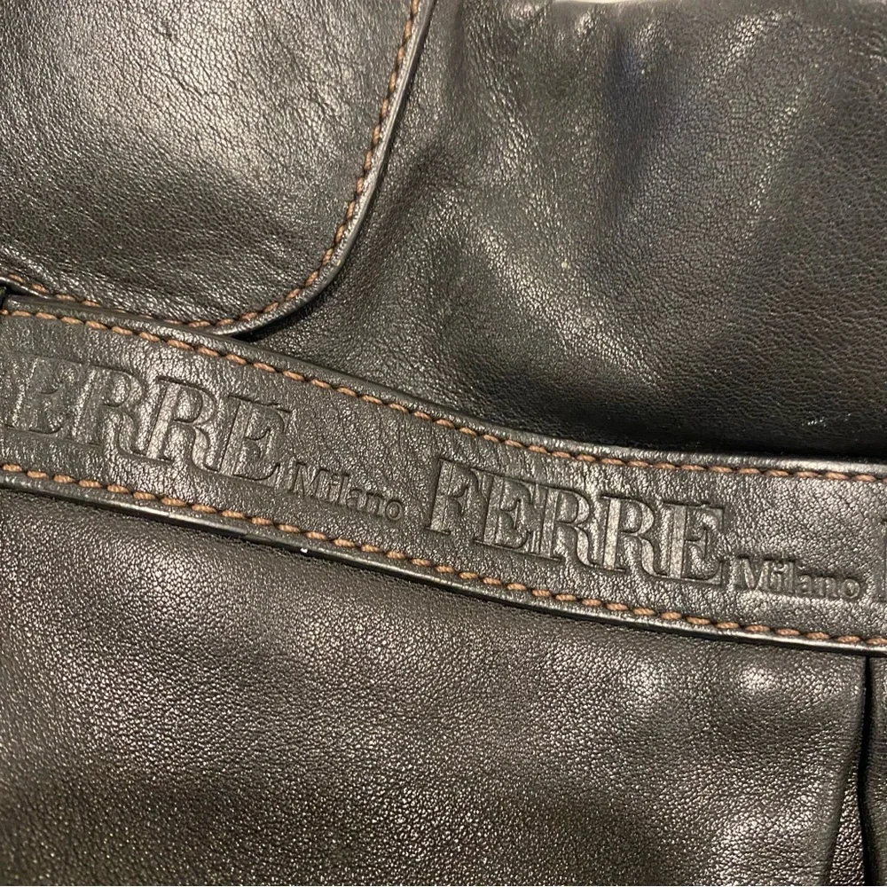 Ferre Milano 100% Genuine Black Cow Leather Hobo Bag - Like New Condition